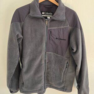 Columbia Gray Fleece Jacket Full Zip Outdoor Hiking Activewear Mens